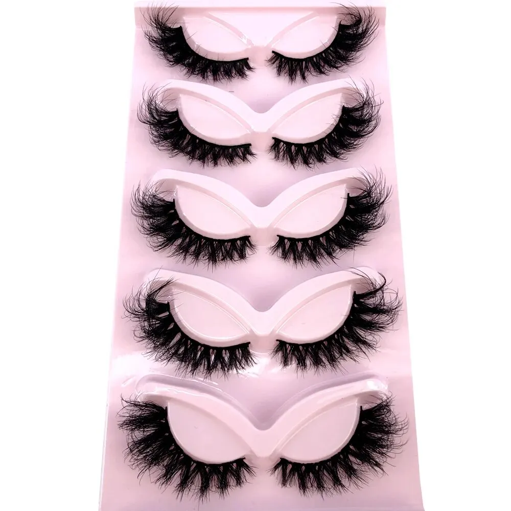 5 Paar Katzen-/Fuchs-Wimpern, künstliche Nerz-Wimpern, geflügeltes Ende, verlängerte Wimpern, künstliche Wimpern, weiche, natürliche, lange Vollstreifen-Wimpern