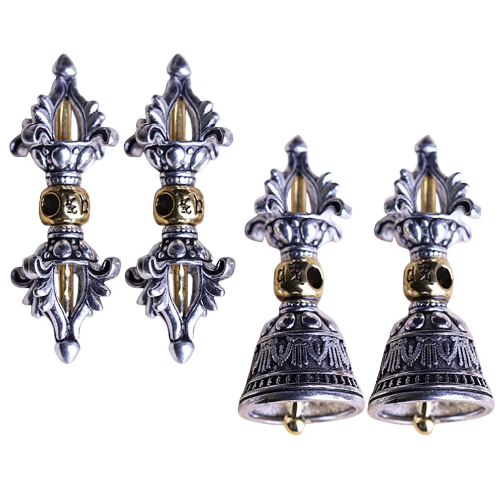 

4Pcs Vajry Pestle Pendant Buddhism Religious Metal Pendant Durable Rust Proof Exquisite Carving Decor Home DIY Craft