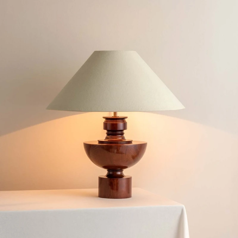 

New French retro solid wood medieval table lamp American new Chinese wabi- designer bedroom bedside table