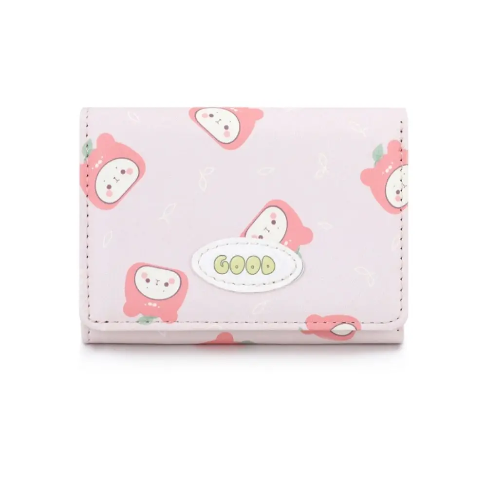 Creative Bear Three-fold Wallet Korean Style Solid Color Short Wallet Card Holder Multi Card Slots Women Coin Purse Outdoor