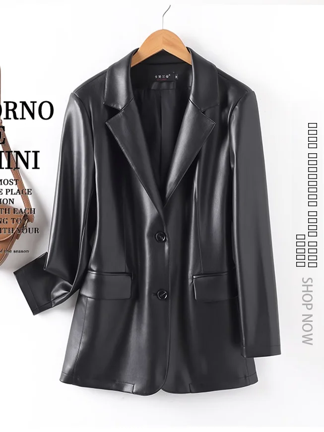 Ele ort Bla Leather Jaet Women's Sli Napa eepskin Coat Spring Autumn New Arrival from Hangzhou China