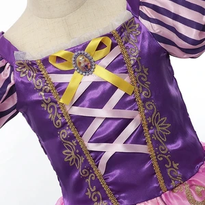 Princess Disney Rapunzel for girls, purple sleeve, tangled cosplay, birthday prom dress, Halloween children's clothes 10 Main Sales Children's Dresses - №3