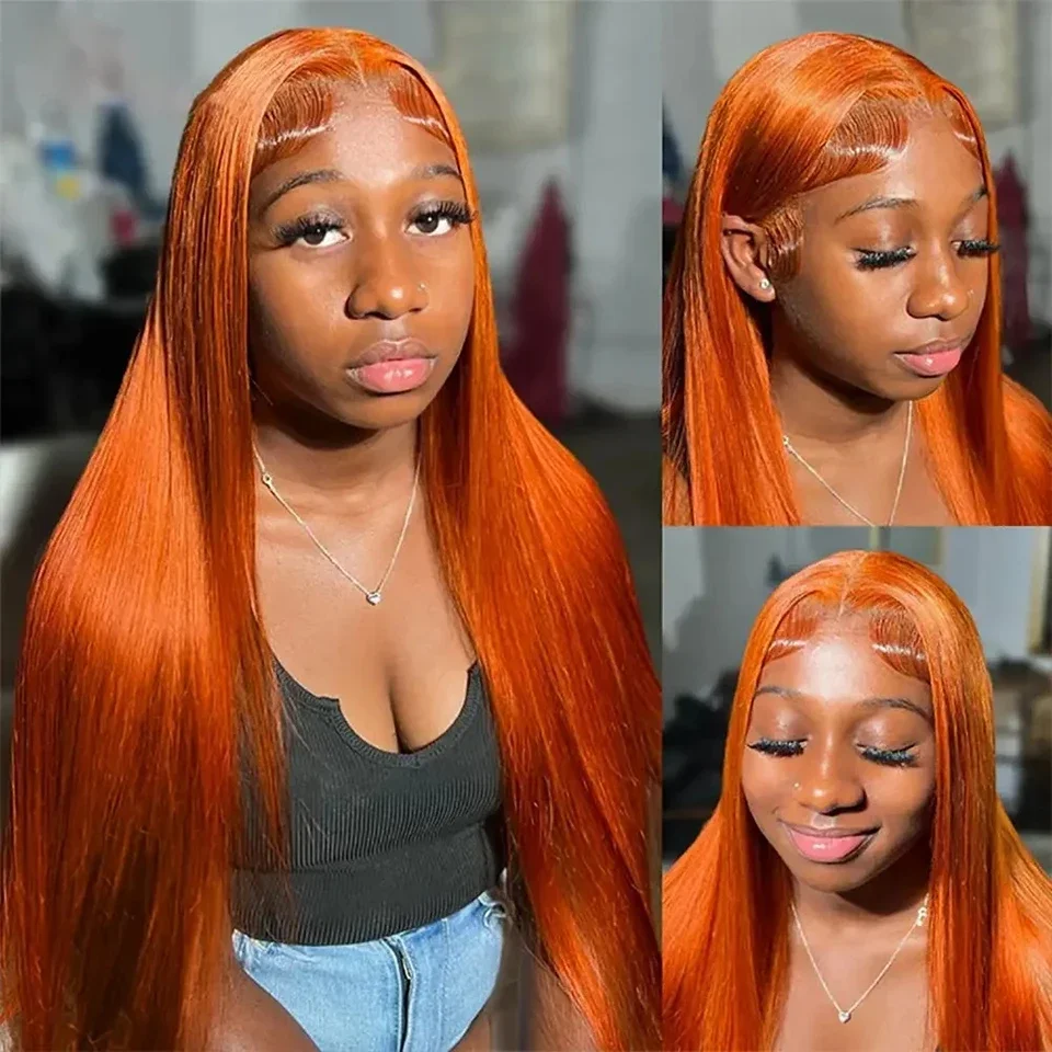 straight Brazilian 13x4 Wig Ginger 13x6 hd lace frontal wigs human hair cheap on sale 30 inch lace front colored wigs for women