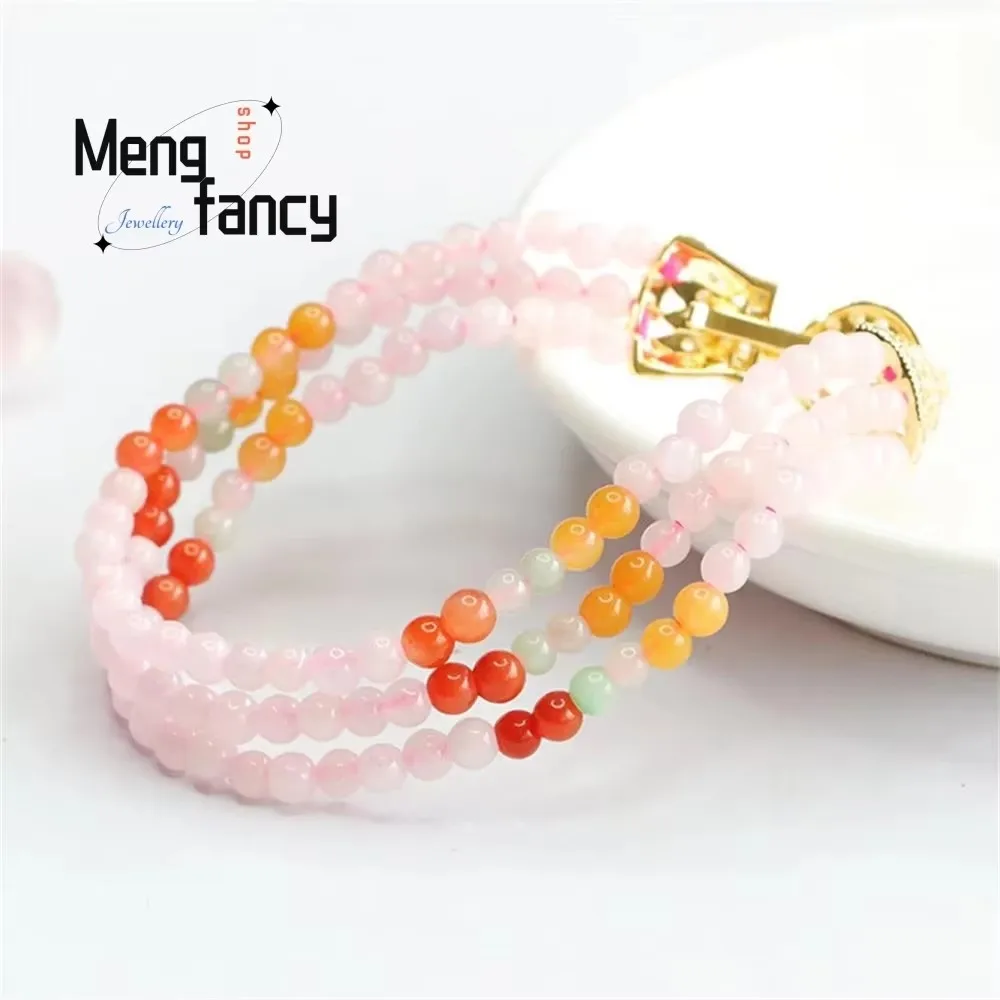 

Natural A-goods Jadeite Pink Colourful Jade Bracelet Exquisite Elegant Simple High-grade Sexy Young Girls Luxury Quality Jewelry