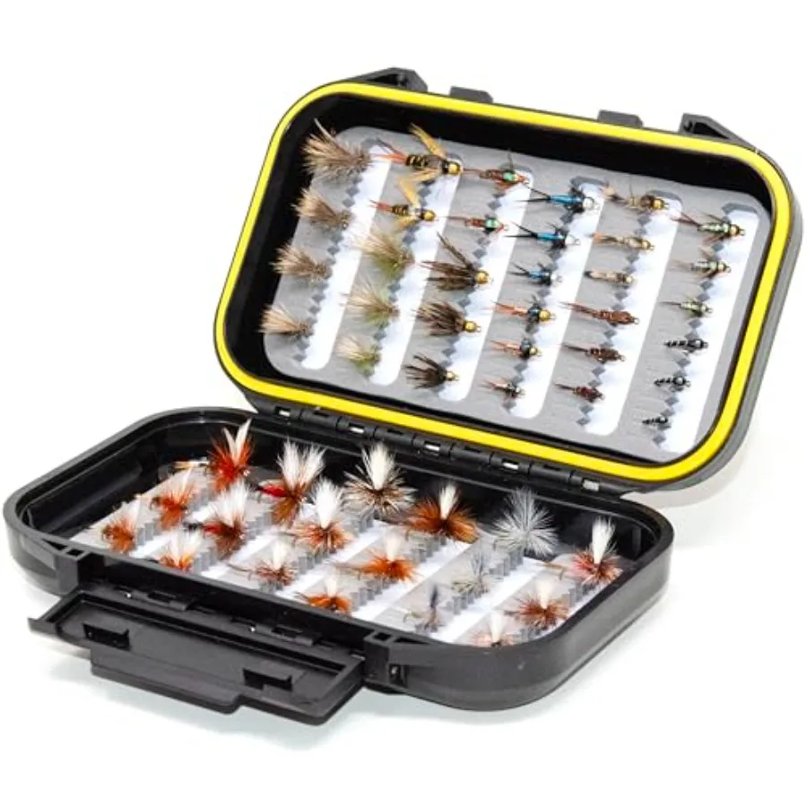 

24/36/50/66 Premium Hand Tied Fly Fishing Flies Assortment Waterproof Fly Boxes Dry, Wet, Nymphs, Streamers, Wooly Buggers, Ter