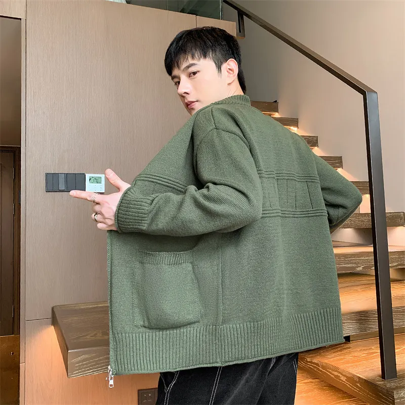 

Модный универсальный мужской вязаный кардиган, свитер, повседневная осенне-зимняя верхняя одежда, мягкий полиэстер, длинный све, прямой крой