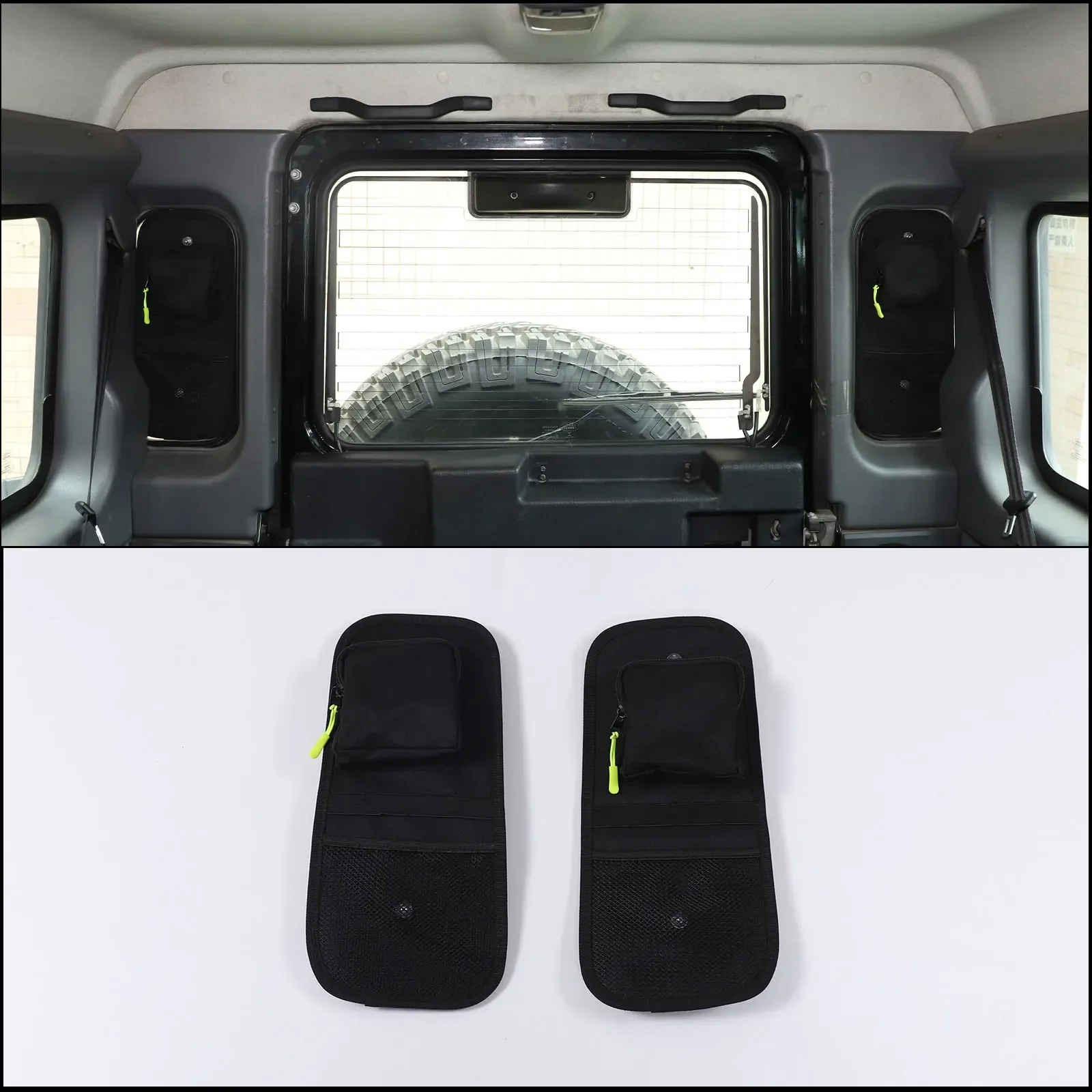 

For Land Rover Defender 90 110 2004-2018 Car rear tailgate side window multifunctional storage hanging bag Auto Accessories 2Pcs