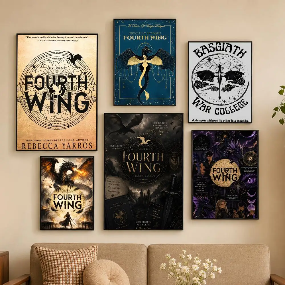 Classic Vintage F-Fourth Wing Poster Self-adhesive Waterproof Paper Stickers For Wall Decoration In Bedrooms And Bar Rooms