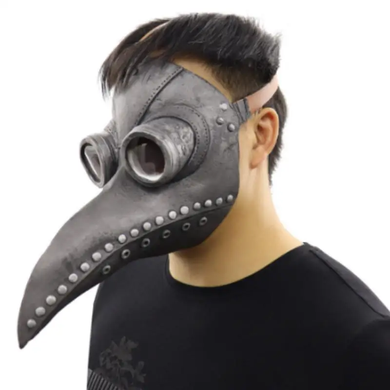 10/5/3/1pcs Halloween Black Rubber Plague Doctor Mask Long Nose Bird Beek Steampunk Gas Latex Face Mask Cosplay Prop Mask