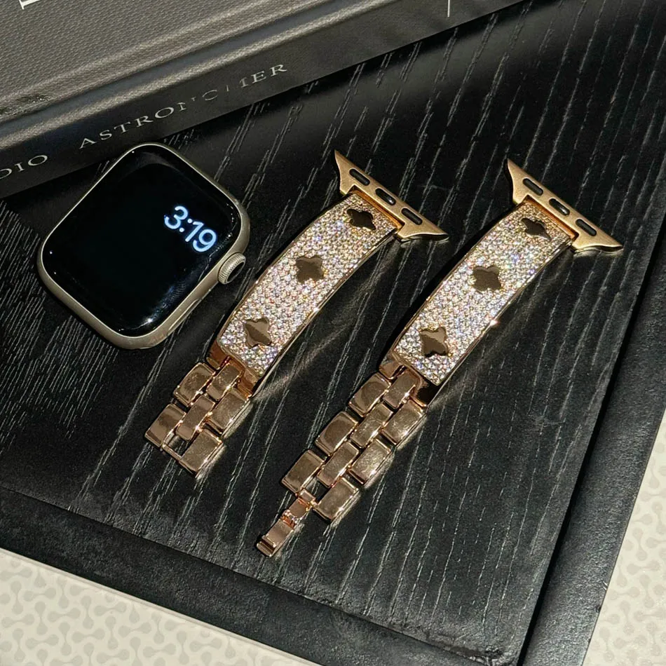 Luxe Fonkelende Diamanten Sieraden Band Voor Apple iWatch Serie UItra 10 9 8 7 6 SE Horlogeband 42 40 41 38 49 45 44 46mm Armband