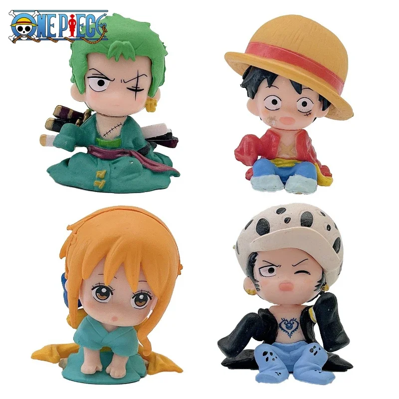 Anime One Piece Luffy Zoro Q Nami Water Law PVC Anime Action Figures Model Toys Children Car Cake Decoration Kids Birthday Gift