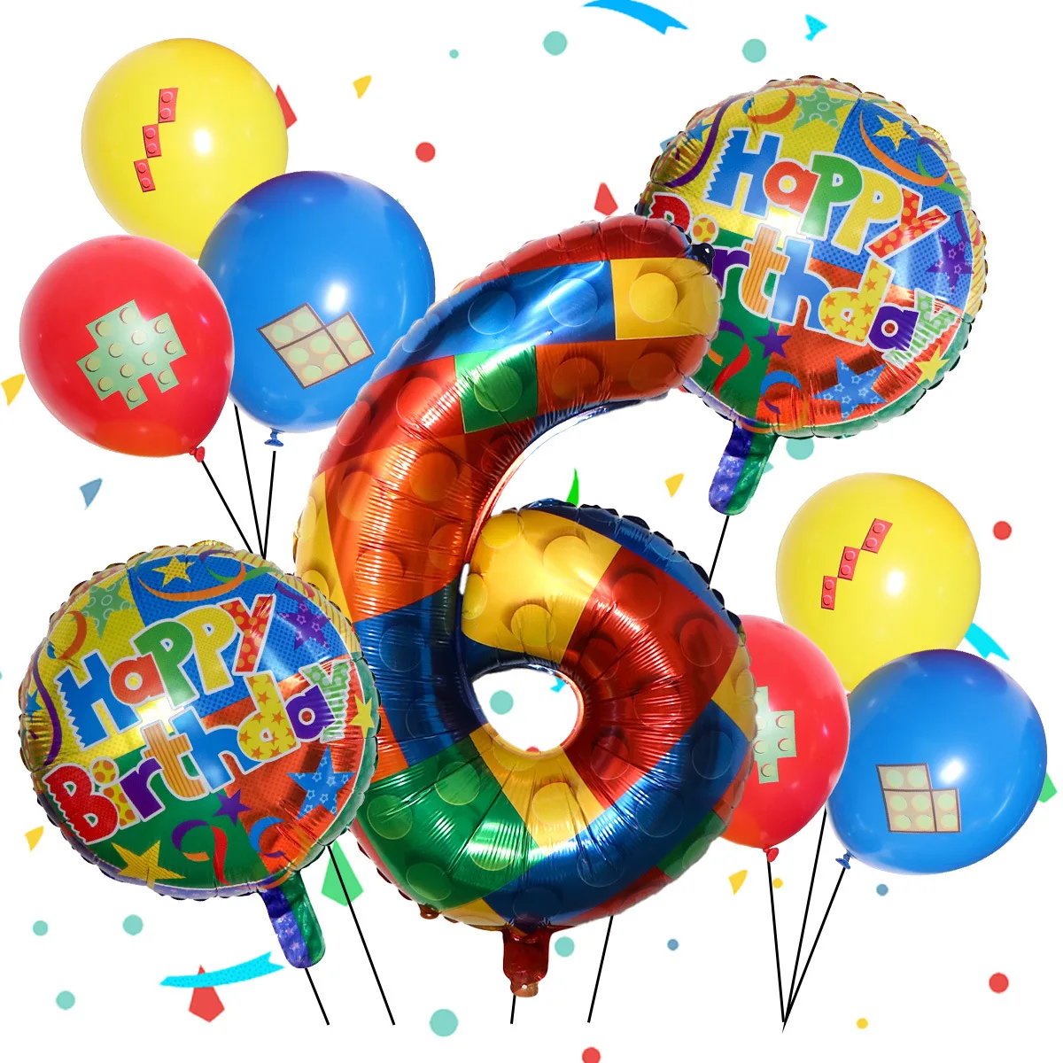 9Pcs 32inch Building Block Number Balloons Foil Balloon for Colorful Blocks Theme Birthday Party Boy Baby Shower Decorations image 4