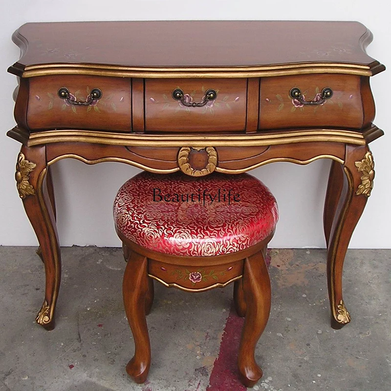 American Furniture Mediterranean Painted Desk Computer Desk Living Room Entrance Table Cabinet Bedroom Dresser