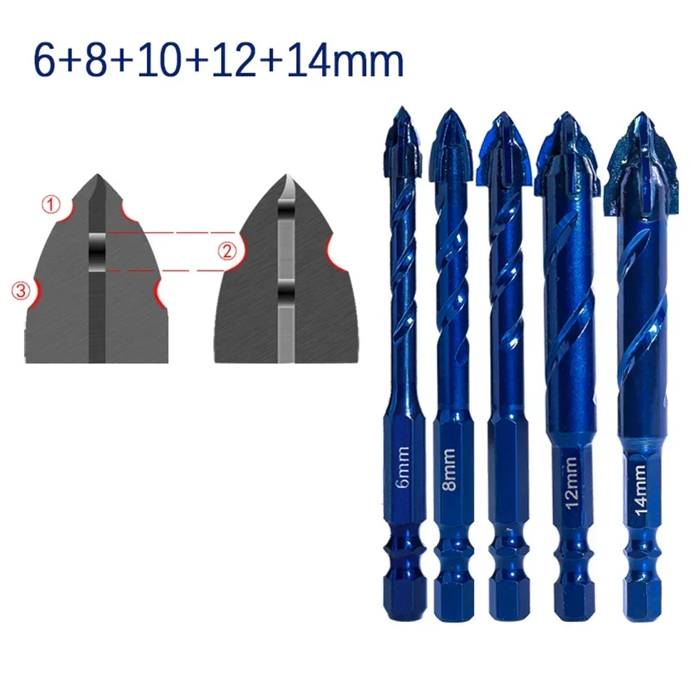 

5/1pcs Triangular Spiral Eccentric Drill Bits 450-550 RPM Low Speed Drill Bit For Glass Tile Punching Drilling Tiles 6/8/10/12mm