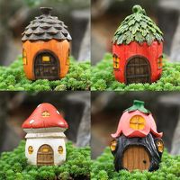 New Creative Mini Resin Garden Mushroom Figurines Flower Pinecone House Flower Bonsai Decoration Micro Landscape Ornaments