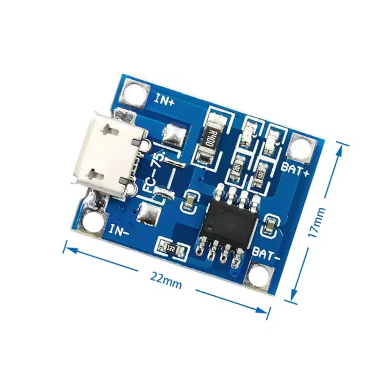 Type-C Micro Mini 5V1A 18650 TP4056 Lithium Battery Charger Module Charging Board With Protection Dual Functions 1A Li-ion