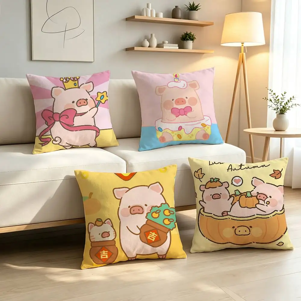 CUTE LuLu the P-Piggy Pillow Case Pattern Printed Pillowcase For Living Room Sofa Cushion Cover