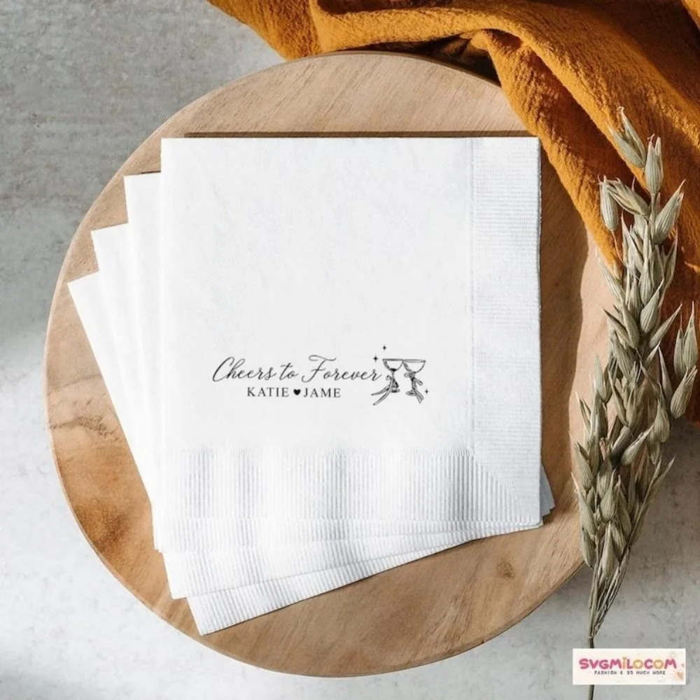 

Custom Cheers to Forever Napkins,Wedding Napkins,Wedding Cocktail Napkins,Custom Rehearsal Dinner Napkins,Engagement Party Favor