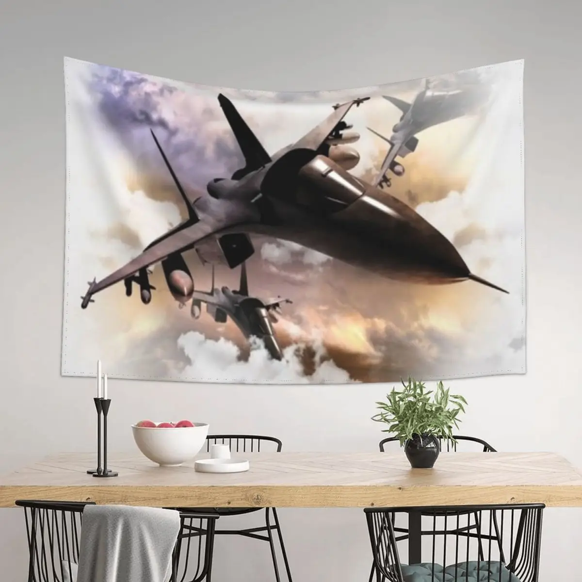 

Fighter Jets in Action in cloud Tapestry Room Aesthetic Wall Hanging Decor Bed Room Decoration Bathroom Decor Tapestry