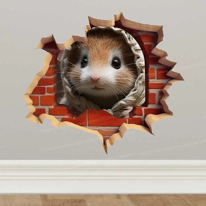 Calcomanía con orificio para la pared del ratón, pegatina con orificio para la ratón, calcomanía de vinilo impermeable, decoración del ratón, pegatina para ratones, decoración del hogar, regalo de vacaciones S793
