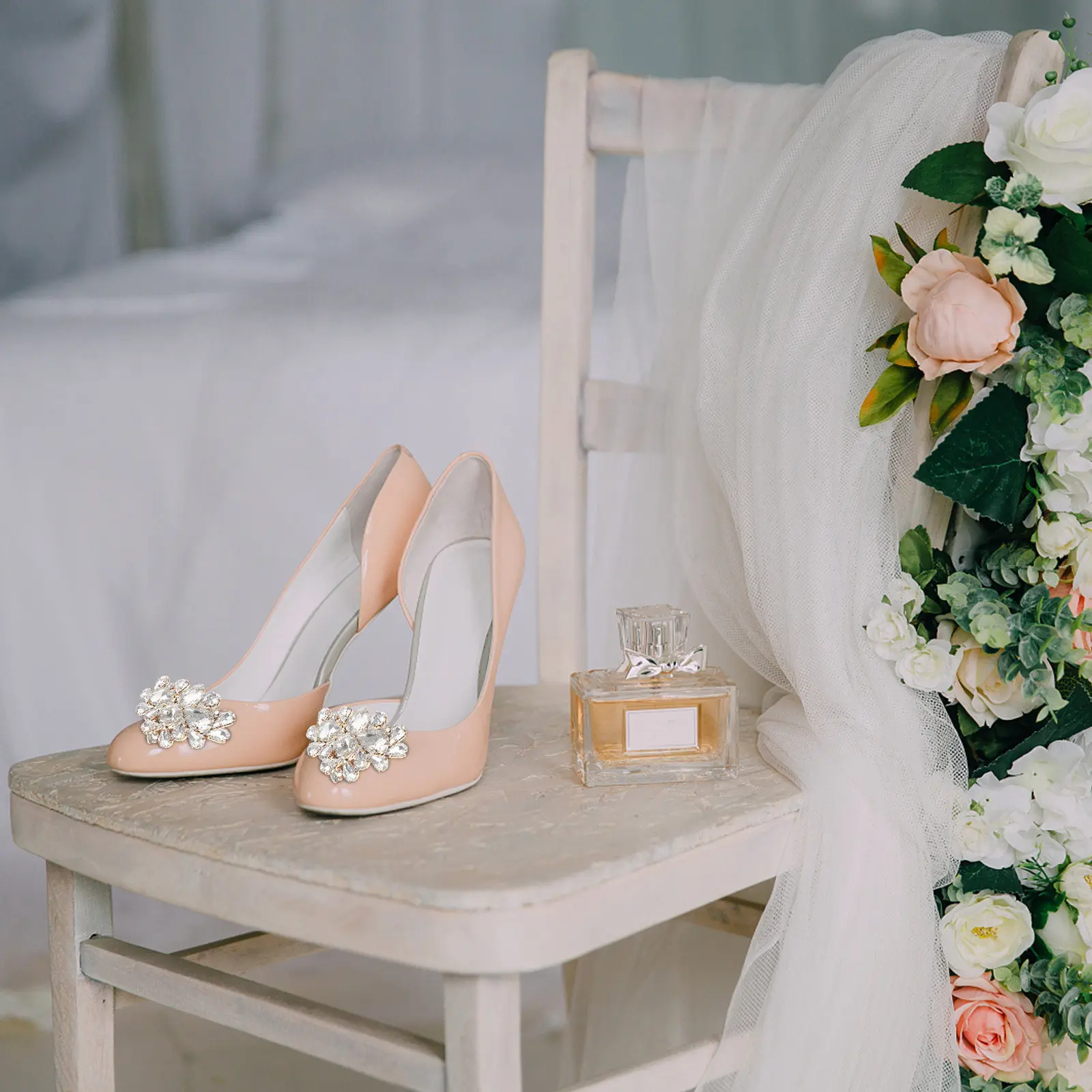 

1 пара золотых хрустальных клипс для свадебных туфель, съемные украшения со стразами для свадебных туфель на высоком каблуке, босоножек и туфель-лодочек