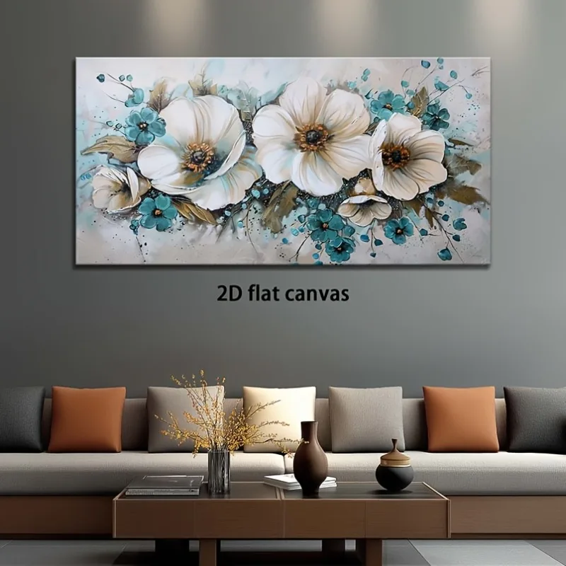 

Canvas Wall Art White Flowers Abstract Painting Frameless Picture Living Room Office Bedroom Wall High Quality Prints Home Decor