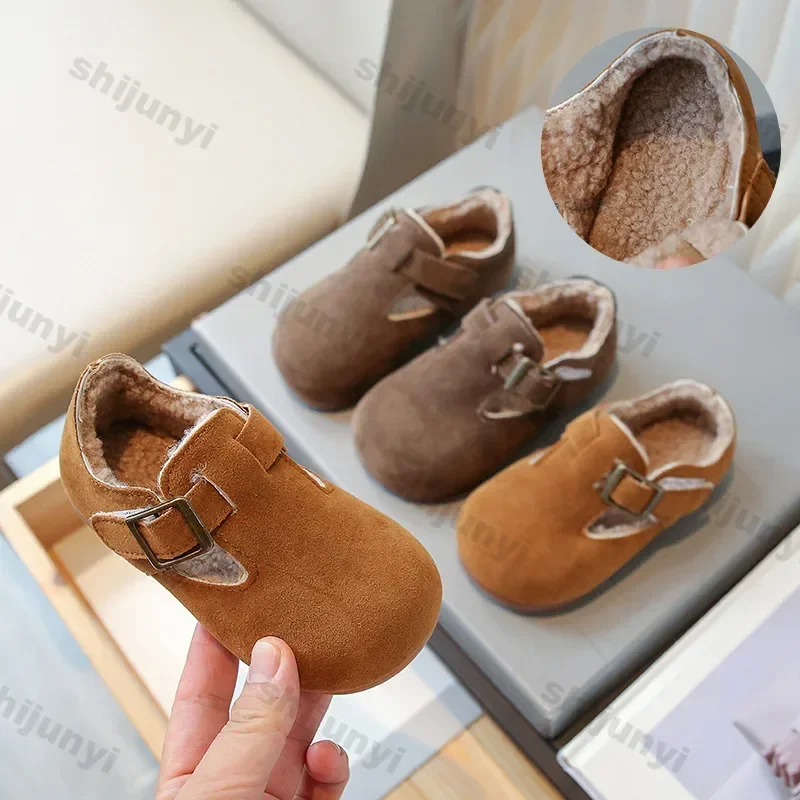 

Children Winter Flat Shoes Suede Light Warm Kids Cotton Shoes Non-slip Leisure Comfy Boys Girls Casual Soft Comfortable Loafers