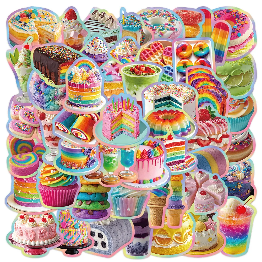 50Pcs Cartoon Dopamine Food Creative Stickers Decals for Journal Notebook Pencil Case Laptop Tablet Decoration