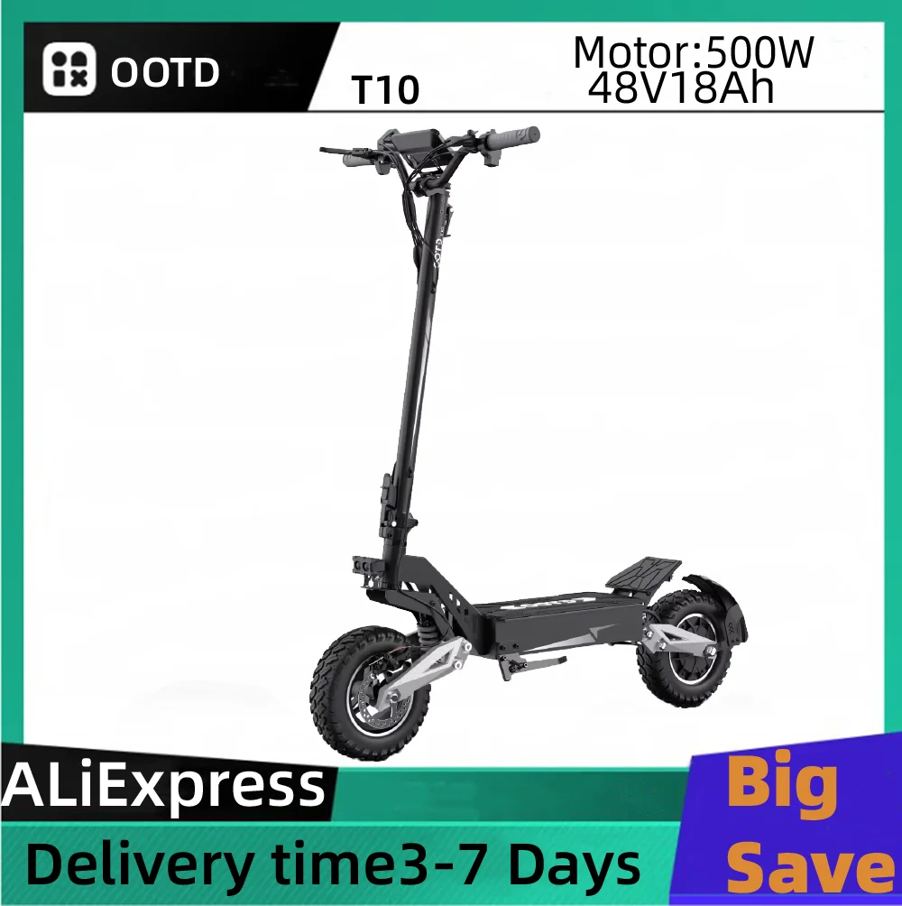 

OOTD T10 Gift Adult Foldable Escooter 48V18AH Battery 11 Inch Fat Tire E-Mountain Scooter 500W Electric Scooter