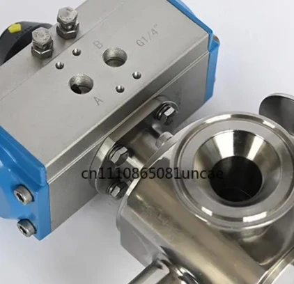 304 Stainless Steel Rotary Valve for Paste Filling Machine, Pneumatic 3-Way Rotary Valve with Actuator