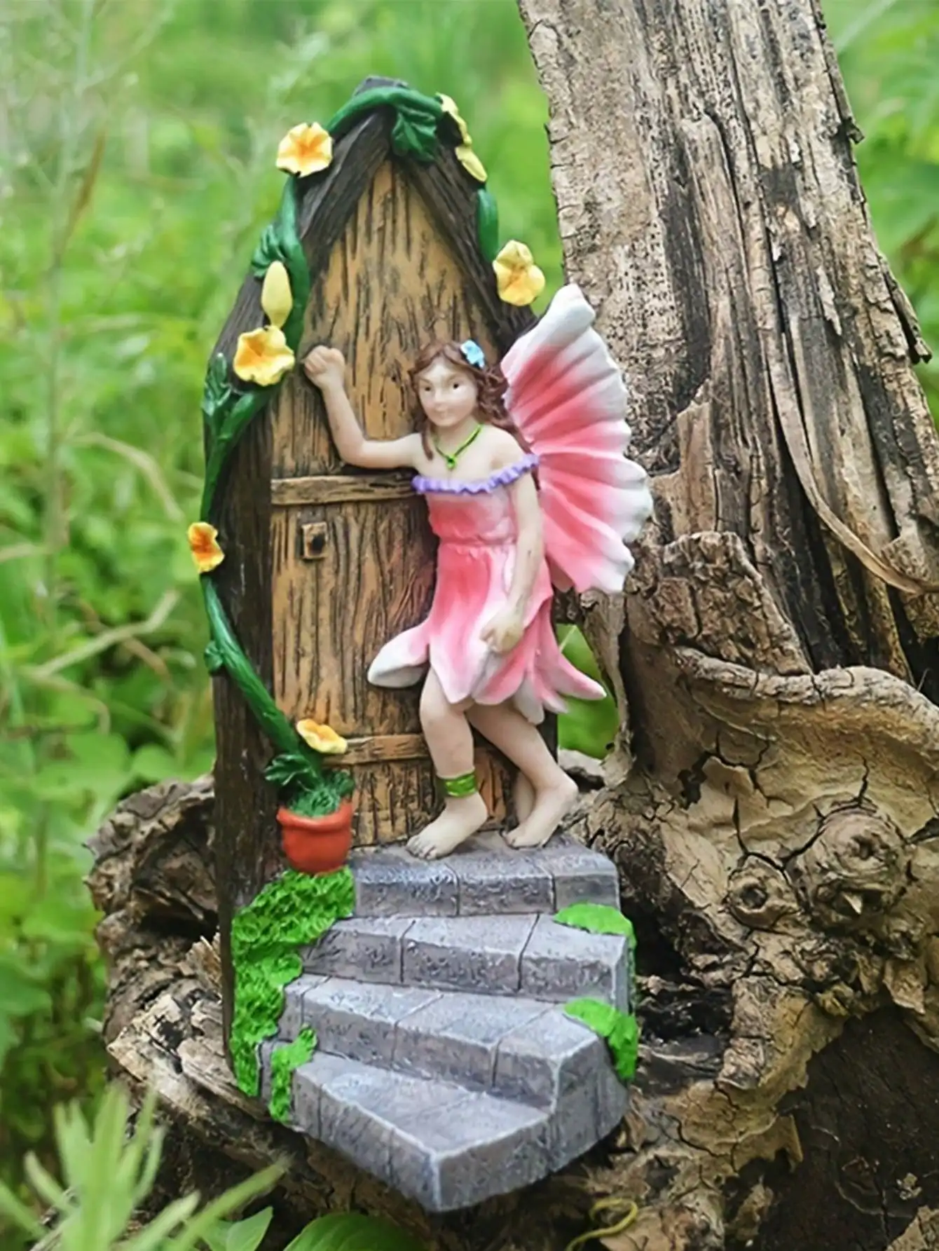 Garden Decor Fairy Door Secret Magic Elf Genie Statue Decoration Mushroom