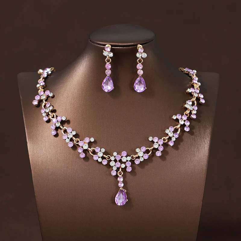 Itacazzo Bride Wedding Classic Necklace Earring Set Exquisite and Elegant for Ladies Suitable for Party Festivals