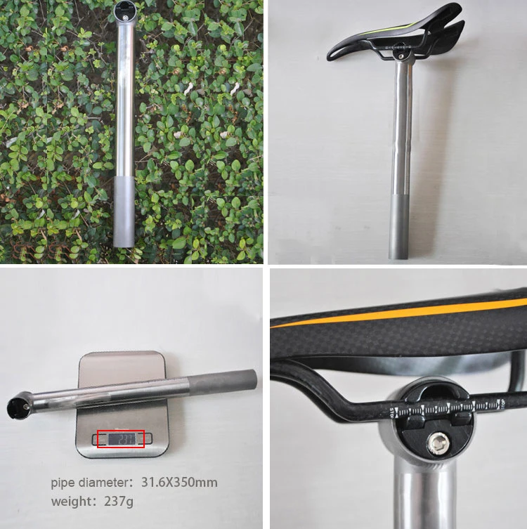 55RIDE Titanium Alloy Seatpost 27.2×400mm, Grade 9 Ti3Al2.5V Ultralight Bike Seat Post for Road MTB, 0mm Setback, Brushed Finish