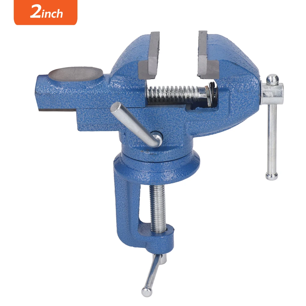 2 Inch Table Vise Clamp On Work Bench Vise 360 Degree Rotation Base Adjustable Woodworking Vise