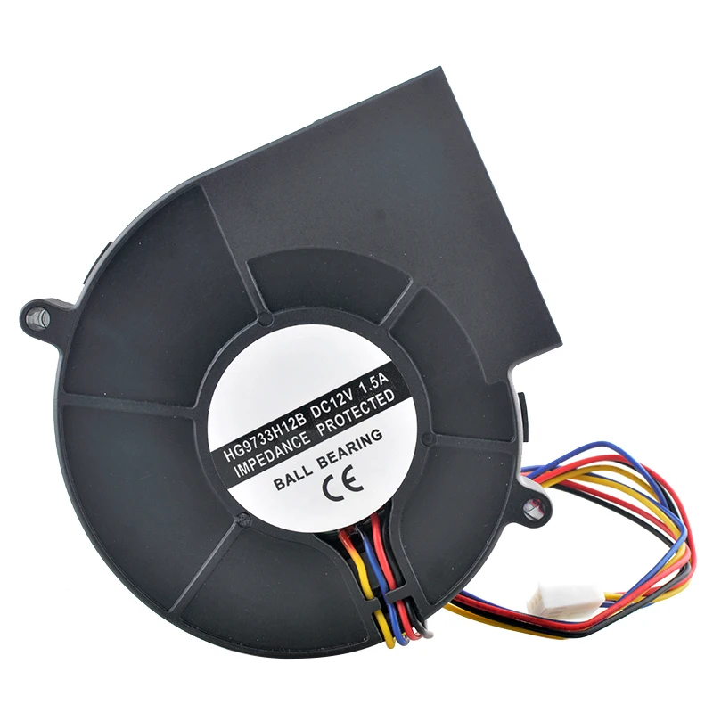 

HG9733H12B 97mm blower fan 97x97x33mm DC12V 1.50A 4-pin Double ball bearing centrifugal fan cooling fan for air film machine