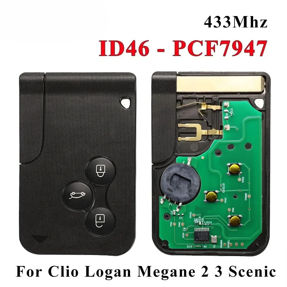 

Для карты Renault Renault Megane II Card Scenic II Grand Scenic 433 МГц PCF7947 ID46 Renault Remote Megane Card Scenic Card
