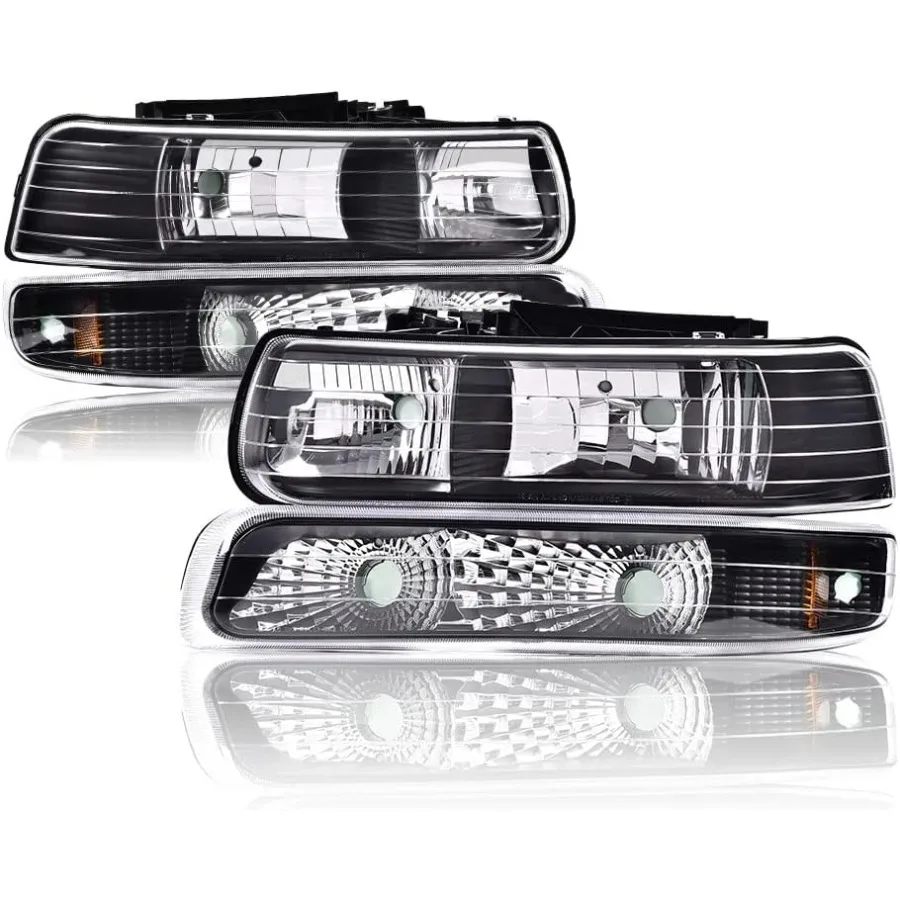 

Headlight Assembly Compatible with Chevy Silverado 1500 2500 9902 Fit Silverado 1500HD 2500HD 3500 0102 Fit 0006 Tahoe Suburban