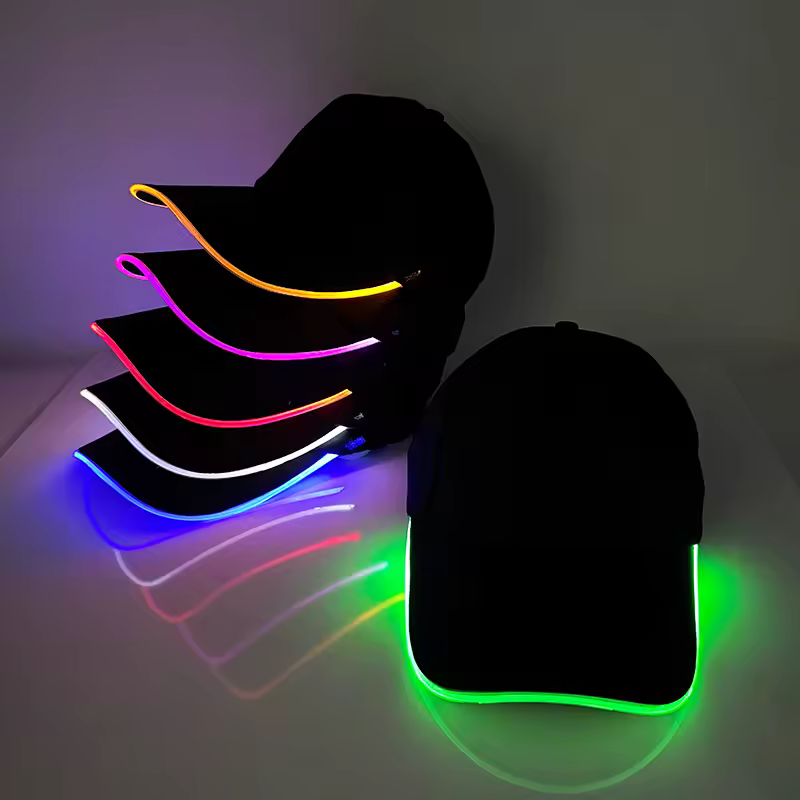 כובע בייסבול עם תאורת LED, מבריק ומבריק למסיבת רייב, כובע מאיר לנשים וגברים, מועדון היפ הופ פורים פסטיבל פארד ציוד