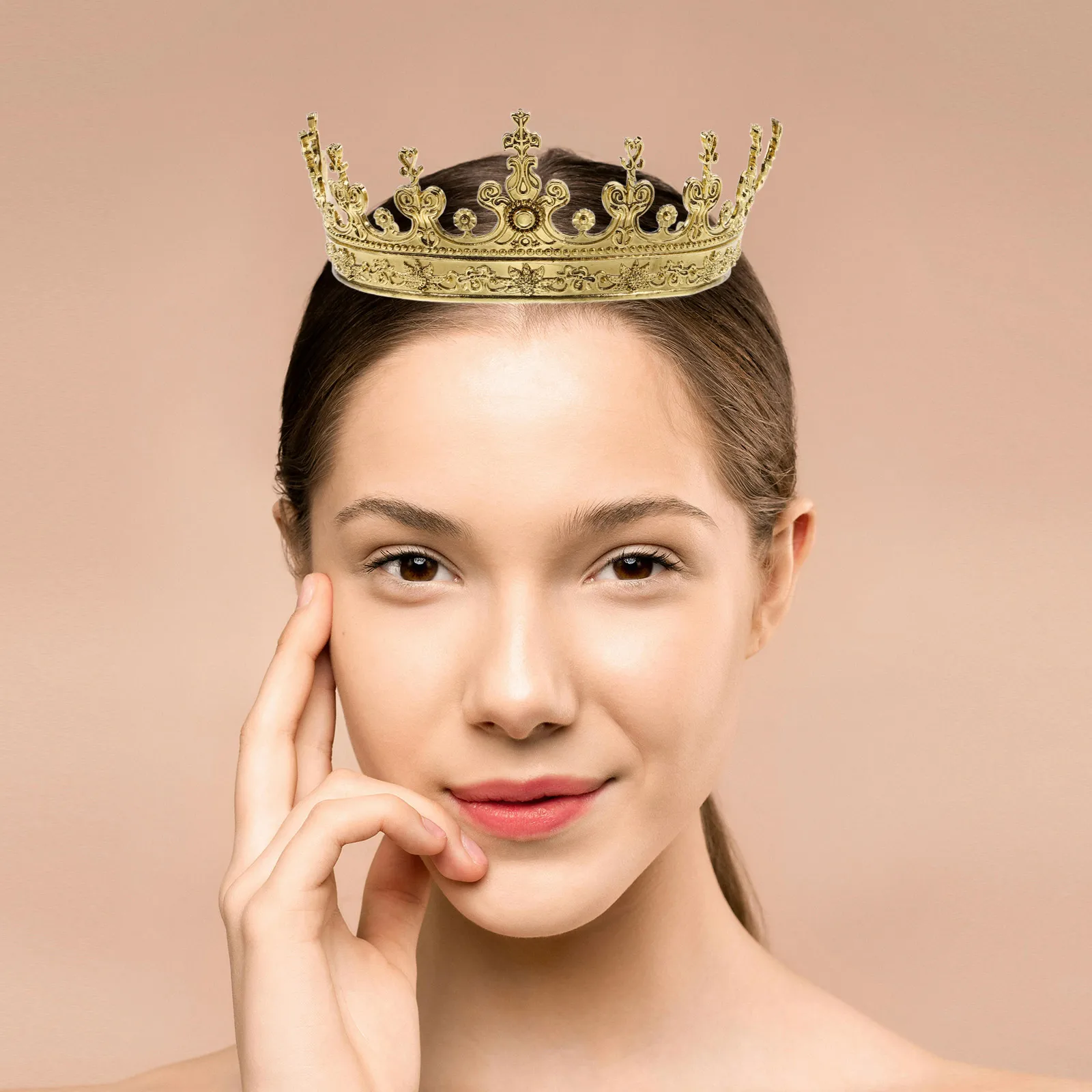 

Vintage Crown Headband Tiara Victoria Gold Large Crowns for Men Adult Hair Accessories Durable Comfortable Wedding Party Prom