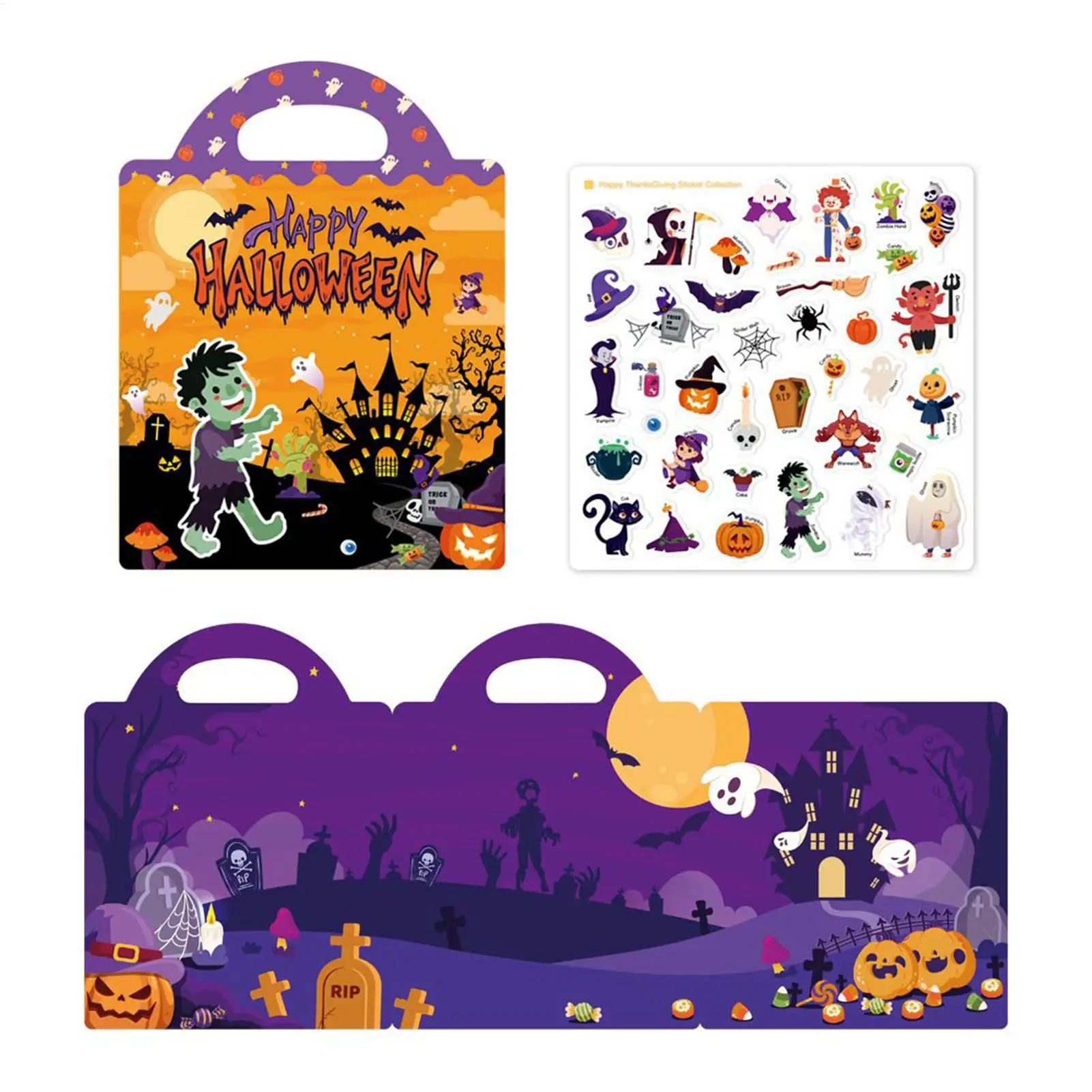 Sticker Book Stickers Halloween Crafts Activities For Aged 3-6 Girls Baby Children Classroom Party Airplane Trip Travel Fun