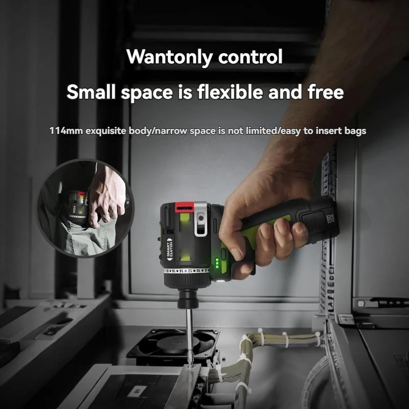 Cordless Brushless Screwdriver 12V 50Nm Torque 2.0Ah Rechargeable Electric Drill Screwdriver Power Tool