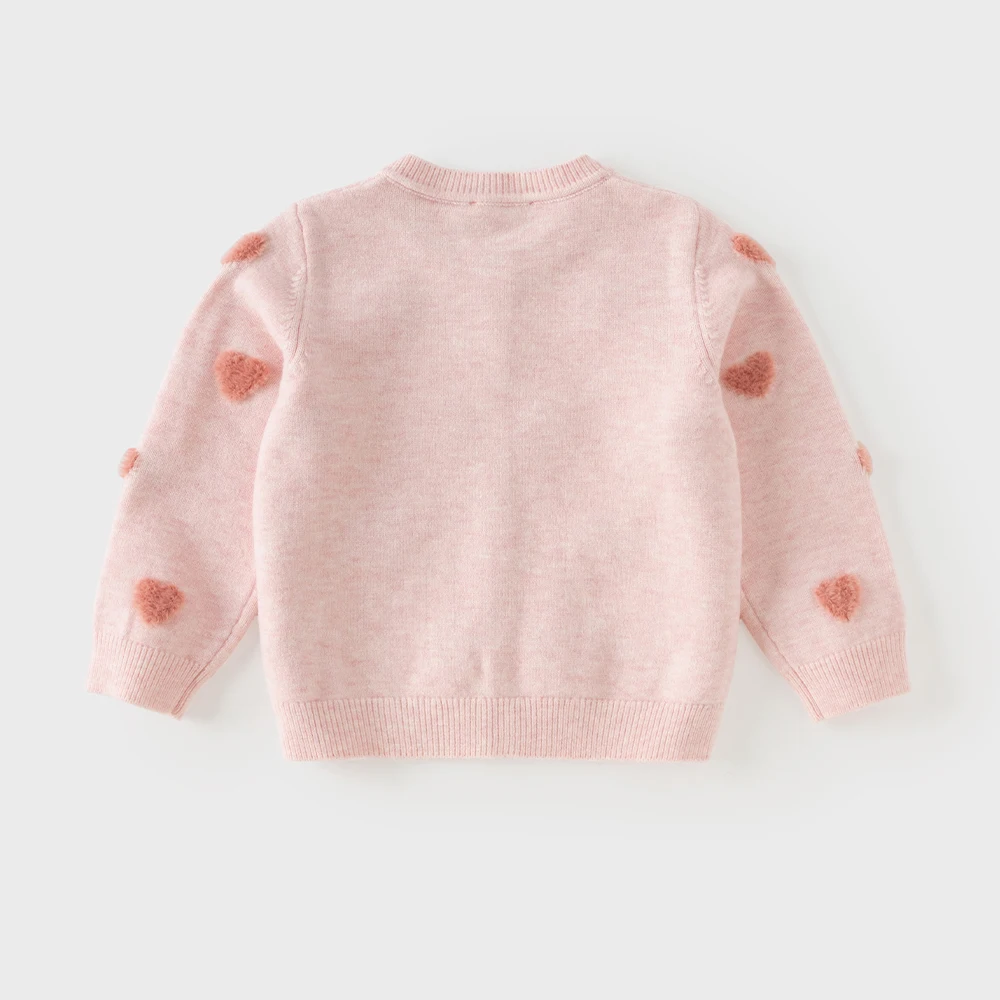 Dave Bella Cardigan For A Girl Autumn Clothes Child Kids' School Sweater Coat Spring Costume Elegant Pink Love Pattern DB3263693