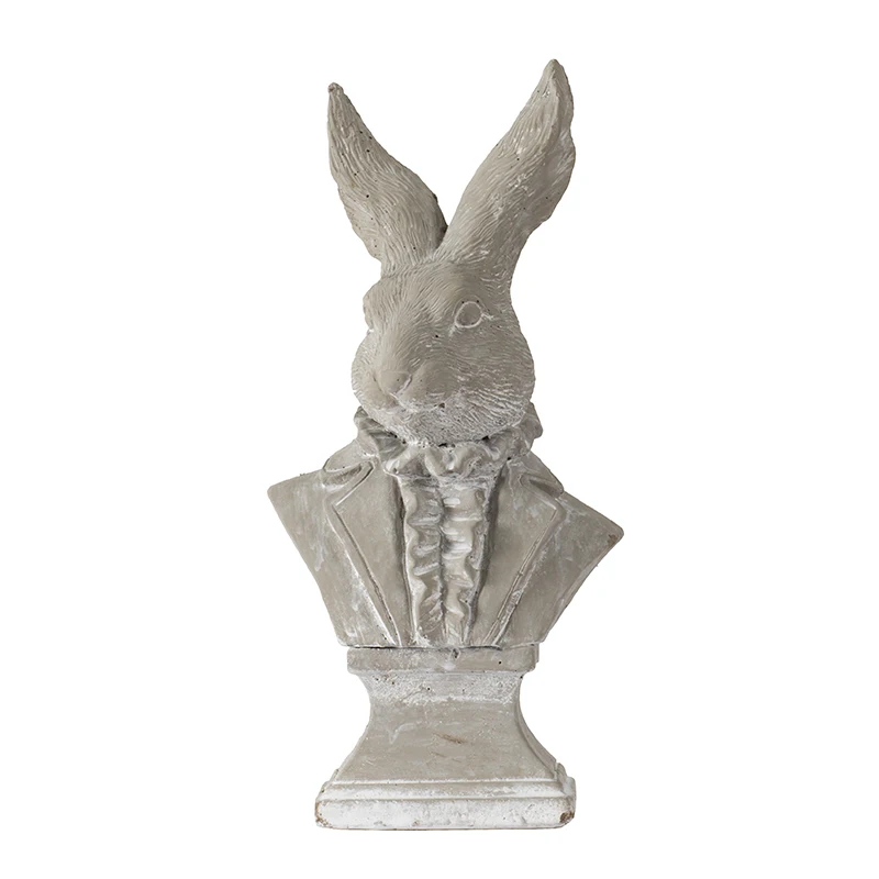 

European retro rabbit cement ornament, living room wine cabinet, model room, TV cabinet, entrance table, home