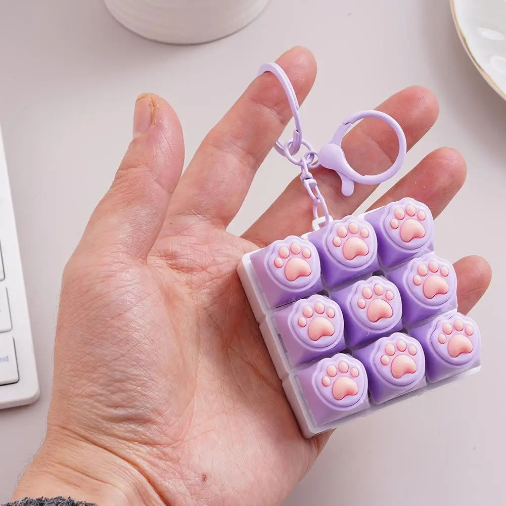 Cat Paw Button Keycap Fidget Keychain