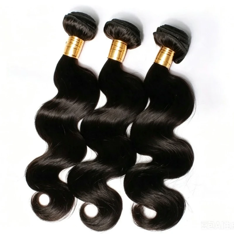 30 Inch Human Hair 3 Bundles with 2x6 Lace Closure Body Wave Natural Color Pre Plucked Hair Weave Set for Braiding Weaving Style