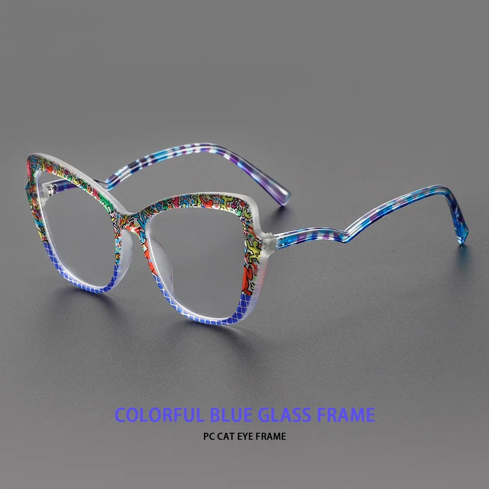 Trend Colorful Myopia Glasses Ladies Polygon Large Size Rainbow Anti Blue Light Glasses nearsightedness Eyeglasses