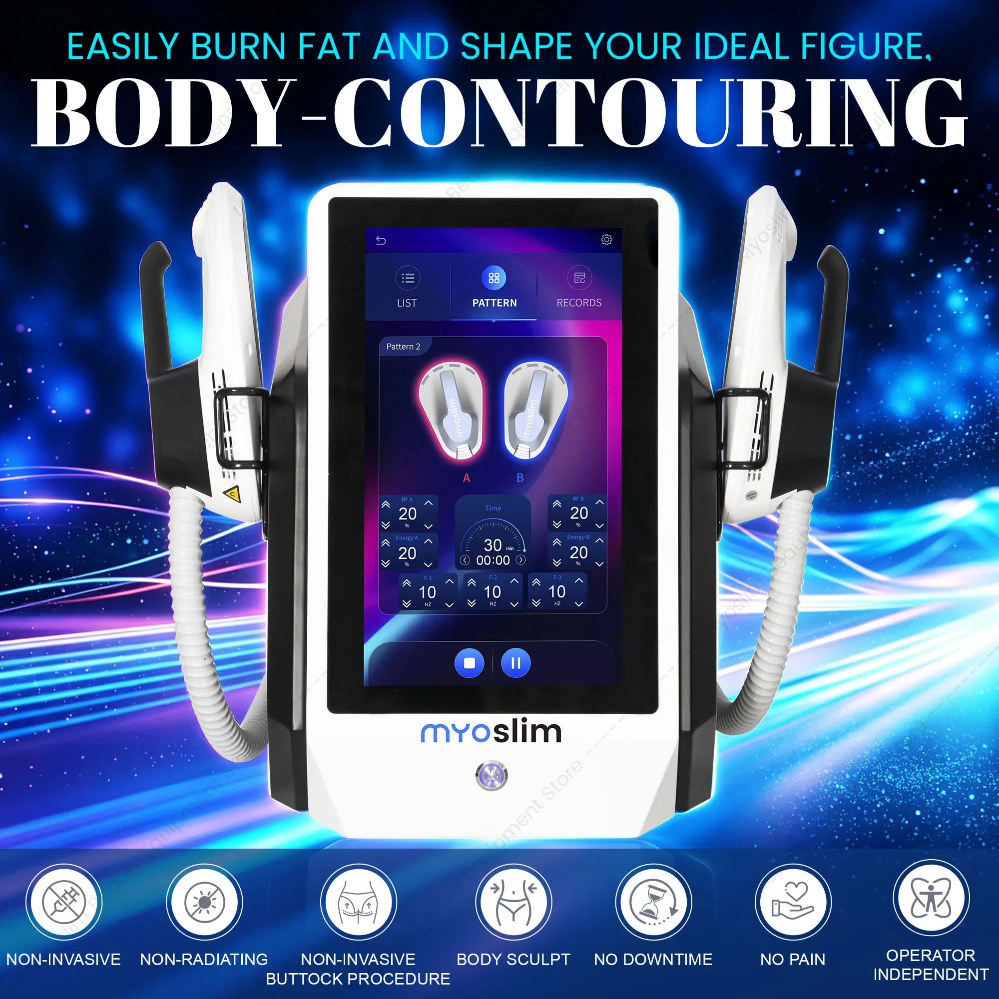 Pro EMS Desktop Body Contouring Machine for Salon Studio with 2 Handles Electromagnetic Muscle Training Body Sculpting Equipment