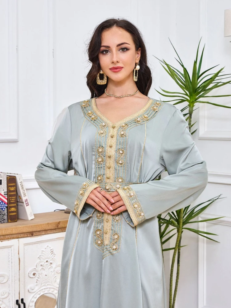 Saudi Arabic Muslim Party Dress Women Eid Diamond Abaya Jalabiya Morocco Kaftan Vestidos Dubai Ramadan Gown Robe Long Dresses