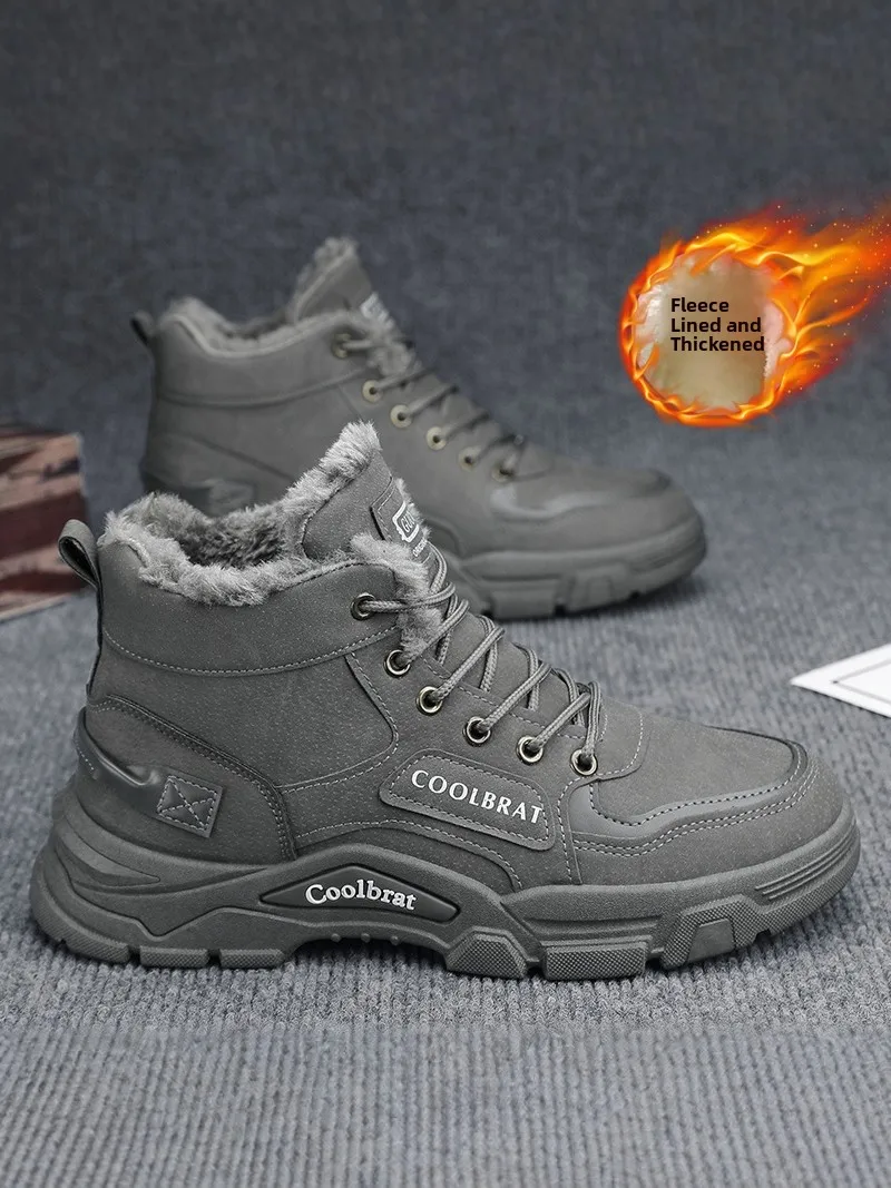 Northeast Men's Thickened Fleece Lined  Snow Boots Winter Warm Waterproof Non Slip Work Safety Boots Casual Short Boots