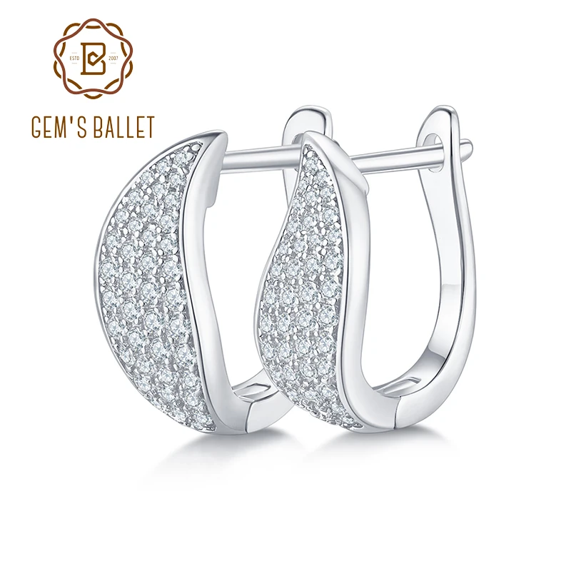 

GEM'S BALLET 14K Gold Plated 925 Sterling Silver Dainty Wide Chunky Hoop Earrings Moissanite Huggie Earrings Hypoallergenic